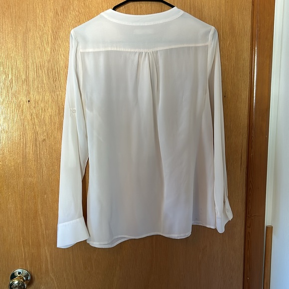 EUC sheer silk blouse. Covered buttons. Very soft off white color. - Picture 6 of 7